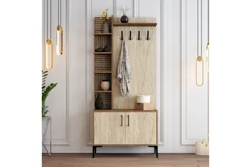 Schmida Entrémøbelsæt - Valnød/Beige - Møbler - Entrémøbler - Møbelsæt til hall og entre