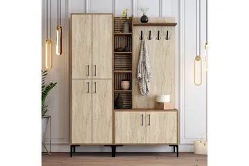 Schmida Entrémøbelsæt - Valnød/Beige - Møbler - Entrémøbler - Møbelsæt til hall og entre