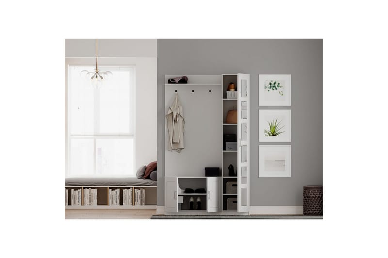 Vyros Entrémøbelsæt - Mat Hvid - Møbler - Entrémøbler - Møbelsæt til hall og entre
