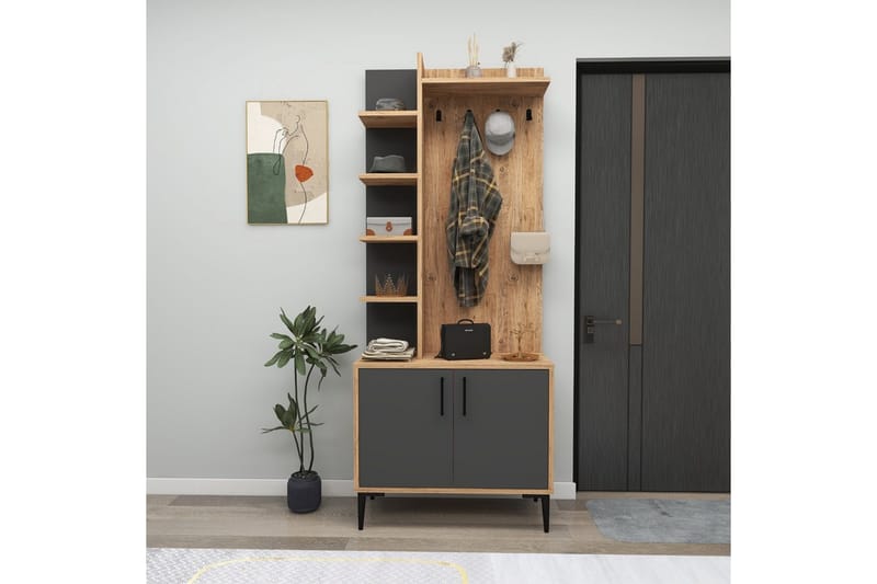 Windholm Entrémøbelsæt - Natur/Antracit - Møbler - Entrémøbler - Møbelsæt til hall og entre