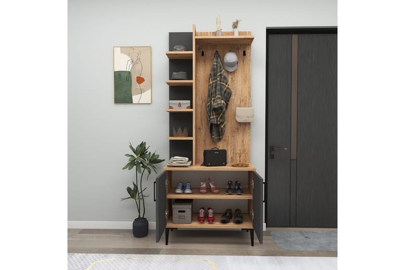 Windholm Entrémøbelsæt - Natur/Antracit - Møbler - Entrémøbler - Møbelsæt til hall og entre