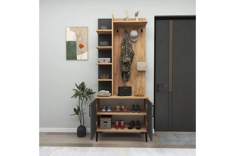 Windholm Entrémøbelsæt - Natur/Antracit - Møbler - Entrémøbler - Møbelsæt til hall og entre
