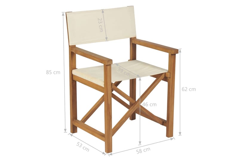 foldbare instruktørstole 2 stk. massivt teaktræ - Brun - Stole & lænestole