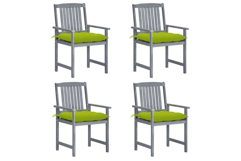 Instrukt�ørstole Med Hynder 4 Stk. massivt Akacietræ Grå - Grå - Stole & lænestole