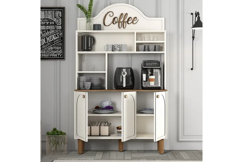 Kaffebarskab Three Creme / Eg - Creme / Eg - Husholdning - Bar & vin - Barmøbler - Bardisk