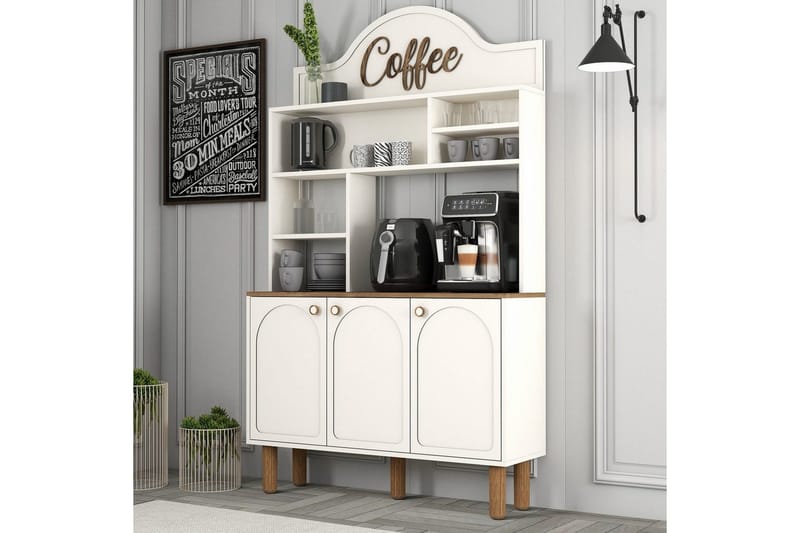 Kaffebarskab Three Creme / Eg - Creme / Eg - Husholdning - Bar & vin - Barmøbler - Bardisk