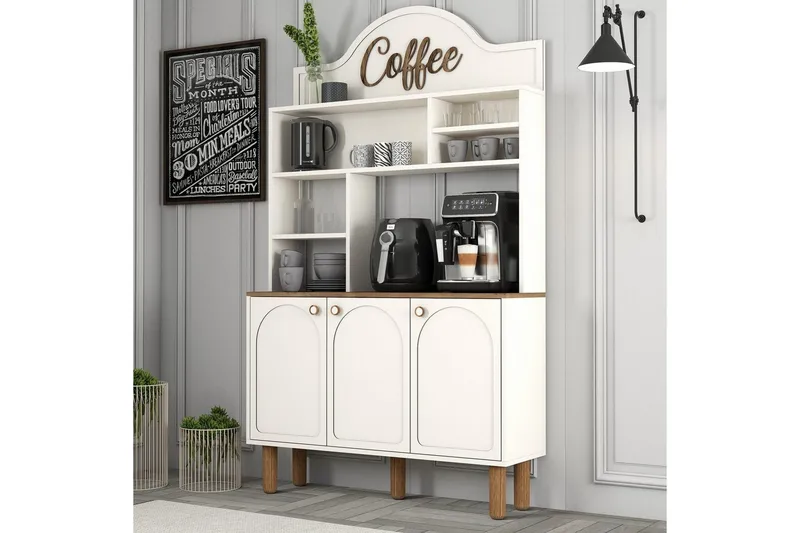 Kaffebarskab Three Creme / Eg - Creme / Eg - Husholdning - Bar & vin - Barmøbler - Bardisk