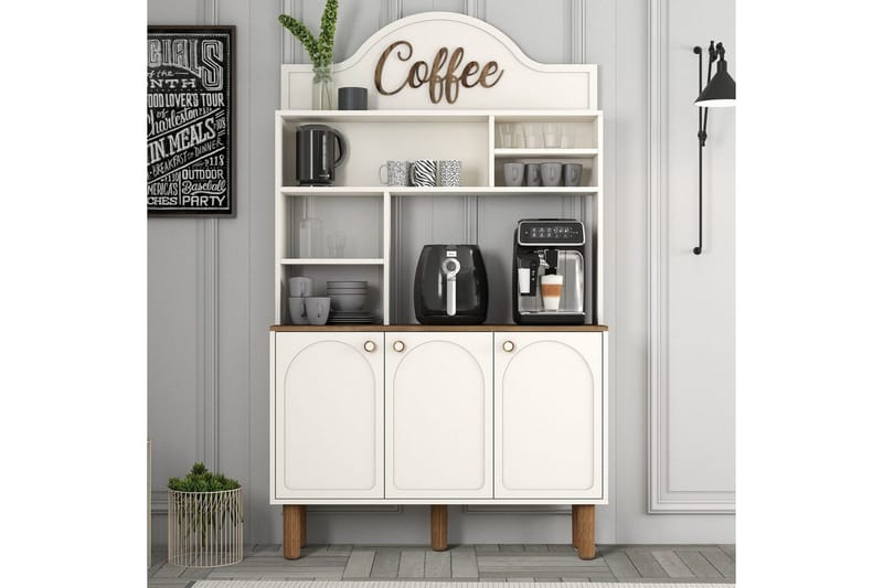 Kaffebarskab Three Creme / Eg - Creme / Eg - Husholdning - Bar & vin - Barmøbler - Bardisk