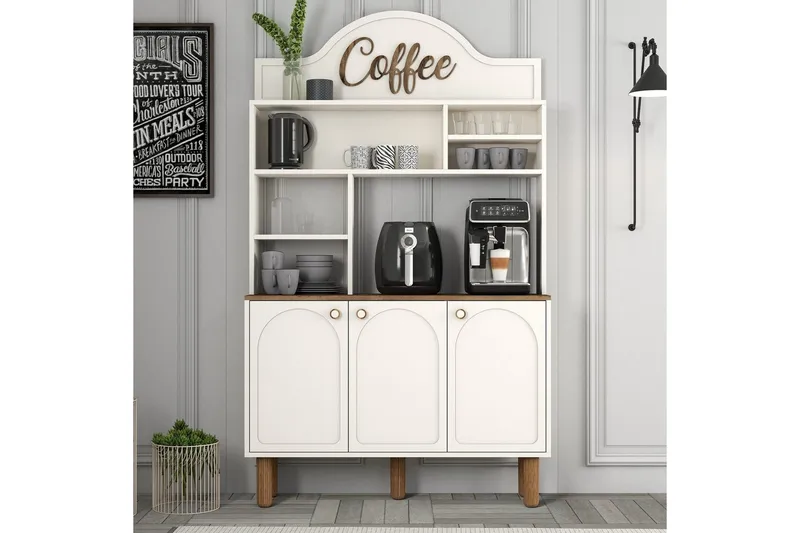 Kaffebarskab Three Creme / Eg - Creme / Eg - Husholdning - Bar & vin - Barmøbler - Bardisk