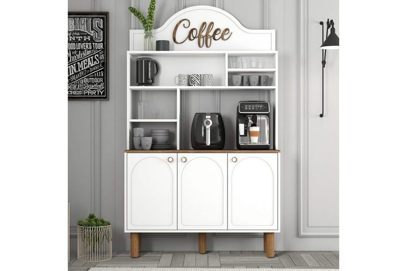 Kaffebarskab Three Hvid / Eg - Hvid / Eg - Møbler - Borde