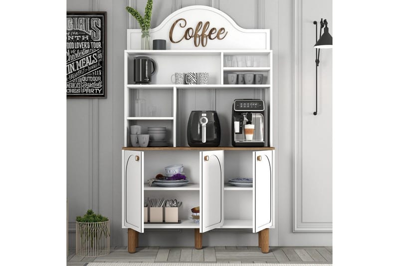 Kaffebarskab Three Hvid / Eg - Hvid / Eg - Møbler - Borde