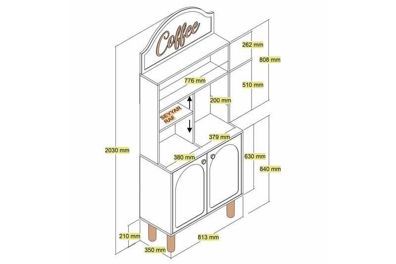 Kaffebarskab Two Hvid / Eg - Hvid / Eg - Møbler - Borde