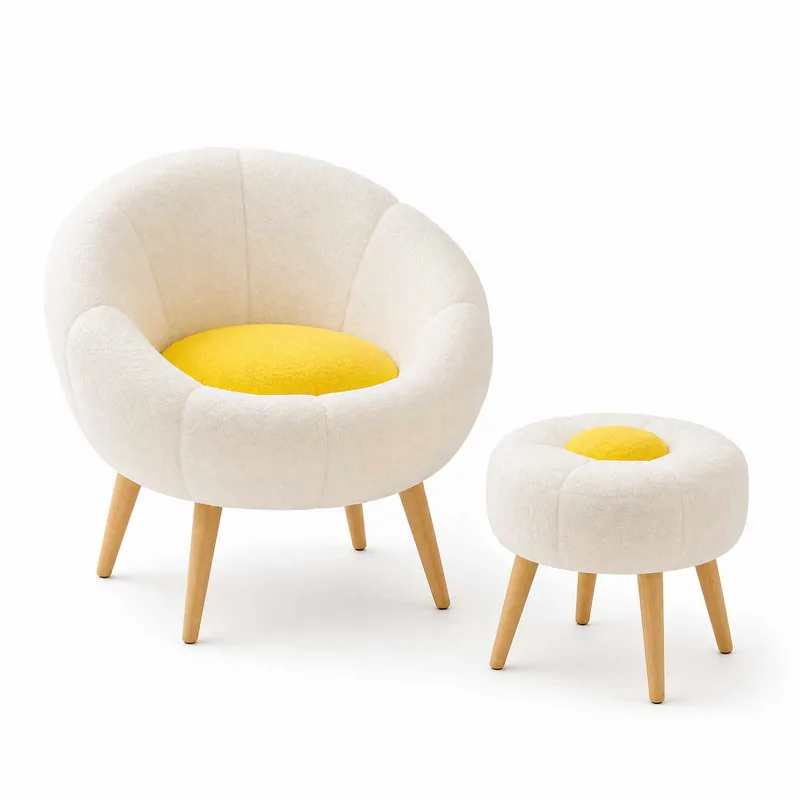 Øreklapstol- og sidebordsæt (2 dele) Atelier Del Sofa Lida (75 x 100 x 42 cm) hvid gul, undefined