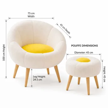 Øreklapstol- og sidebordsæt (2 dele) Atelier Del Sofa Lida (75 x 100 x 42 cm) hvid gul - Møbler - Møbelsæt - Møbelsæt til stuen