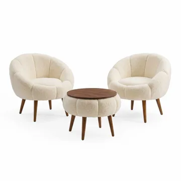 Ørelænestol- og sofabordssæt (3 dele) Atelier Del Sofa Lida Wellsoft (75 x 100 x 42 cm) Creme