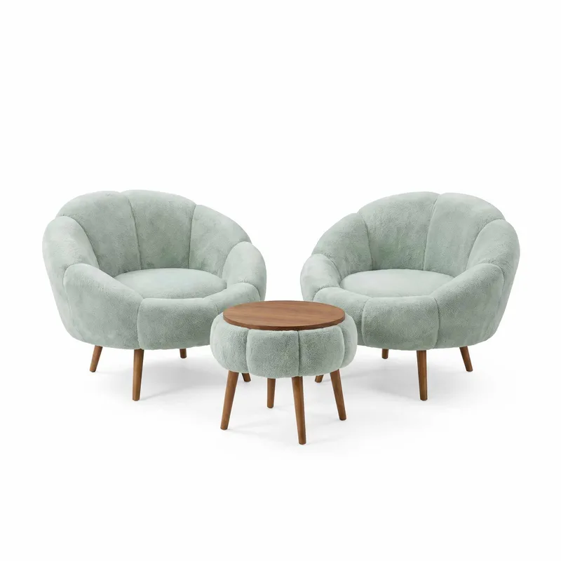 Ørelænestol- og sofabordssæt (3 dele) Atelier Del Sofa Lida Wellsoft (75 x 100 x 42 cm) Grøn, undefined