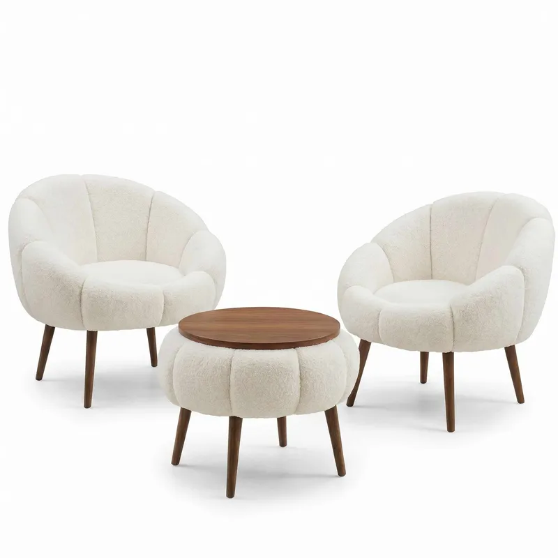 Ørelænestol- og sofabordssæt (3 dele) Atelier Del Sofa Lida Wellsoft (75 x 100 x 42 cm) Hvid, undefined