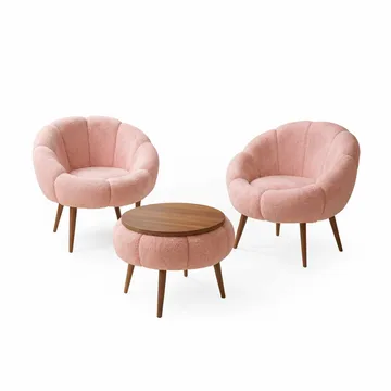 Ørelænestol- og sofabordssæt (3 dele) Atelier Del Sofa Lida Wellsoft (75 x 100 x 42 cm) Lyserød