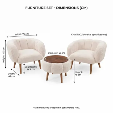 Ørelænestol- og sofabordssæt (3 dele) Atelier Del Sofa Lotus Wellsoft (75 x 100 x 42 cm) Beige - Møbler - Møbelsæt - Møbelsæt til stuen