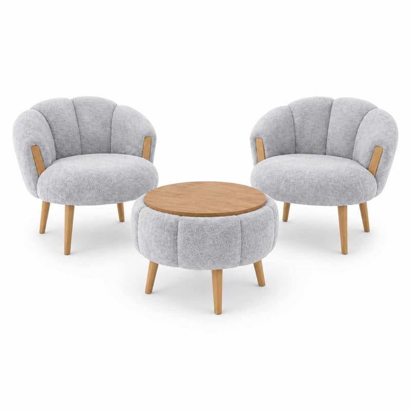 Ørelænestol- og sofabordssæt (3 dele) Atelier Del Sofa Star (75 x 100 x 42 cm) Grå, undefined