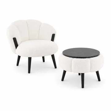 Ørelænestol- og sofabordssæt (3 dele) Atelier Del Sofa Star (75 x 100 x 42 cm) Hvid sort - Møbler - Møbelsæt - Møbelsæt til stuen