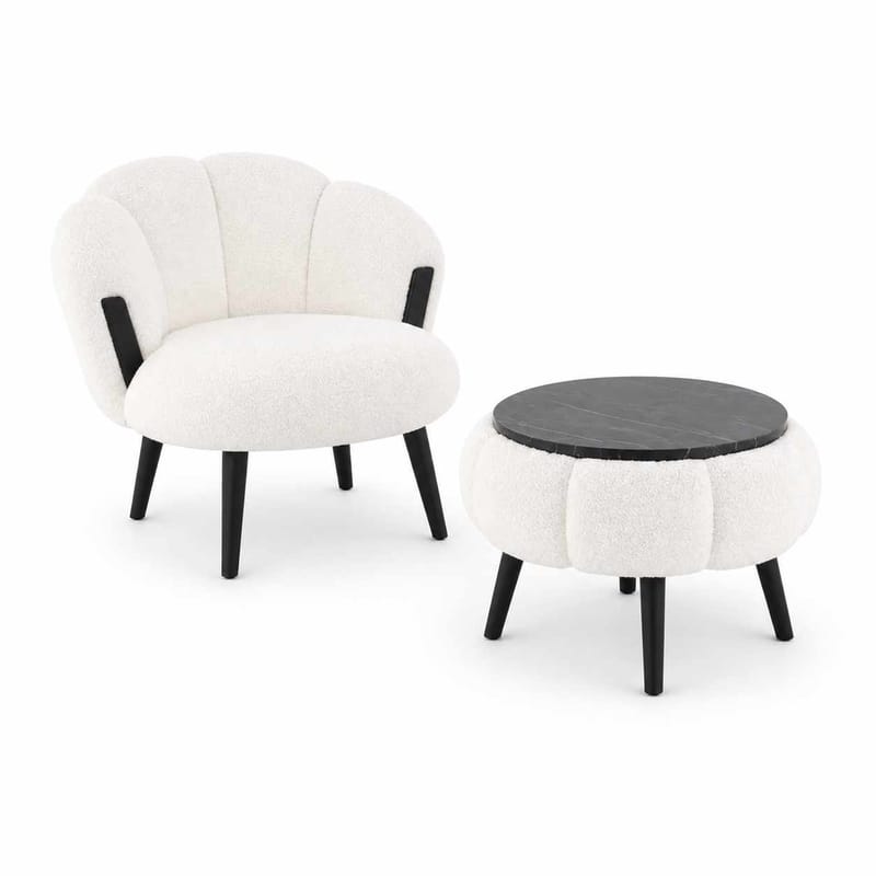 Ørelænestol- og sofabordssæt (3 dele) Atelier Del Sofa Star (75 x 100 x 42 cm) Hvid sort - Møbler - Møbelsæt - Møbelsæt til stuen