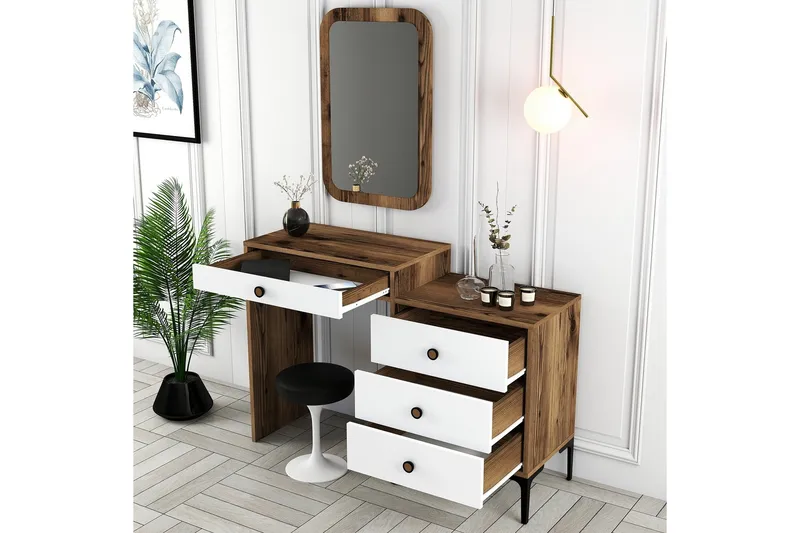 Ameias Møbelsæt til Soveværelse Brun/Hvid - Hanah Home - Møbler - Møbelsæt - Møbelsæt til soveværelse