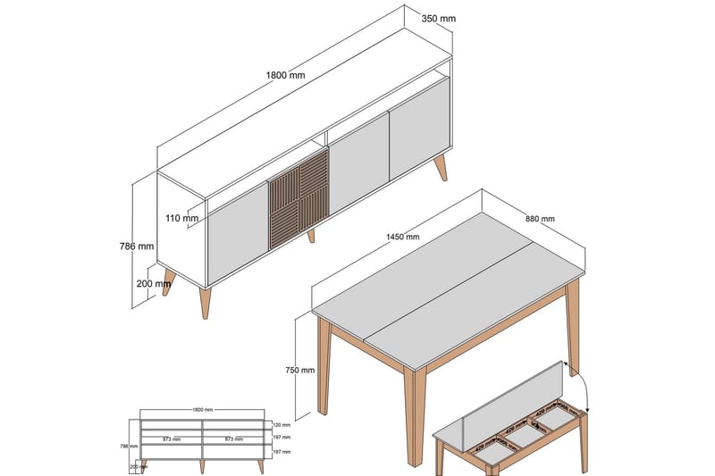 Lissione Møbelsæt Til Stue - Hanah Home - Møbler - Møbelsæt - Møbelsæt til stuen