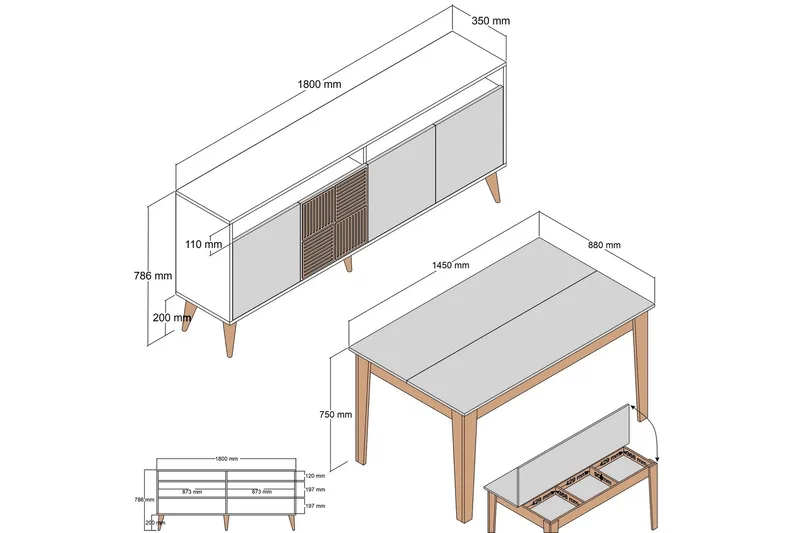 Lissione Møbelsæt Til Stue - Hanah Home - Møbler - Møbelsæt - Møbelsæt til stuen