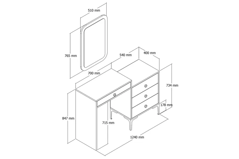 Ameias Møbelsett til Soverom Brun/Beige - Hanah Home - Møbler - Møbelsæt - Møbelsæt til soveværelse