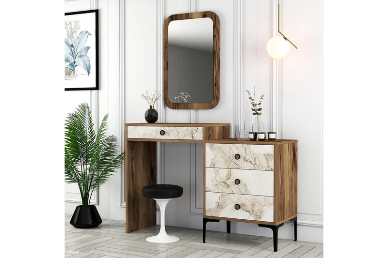 Ameias Møbelsæt til Soveværelse Brun/Hvid - Hanah Home - Møbler - Møbelsæt - Møbelsæt til soveværelse