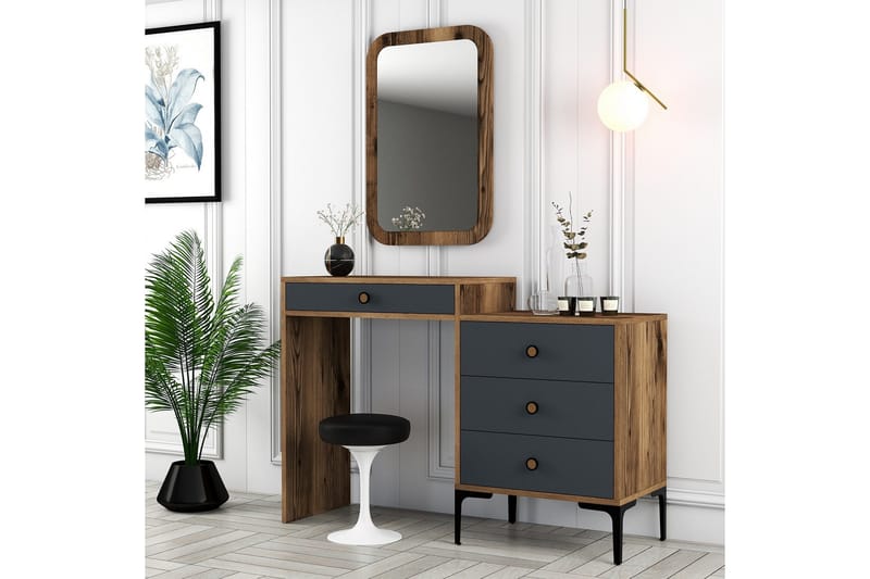 Ameias Møbelsett til Soverom Brun/Antrasitt - Hanah Home - Møbler - Møbelsæt - Møbelsæt til soveværelse