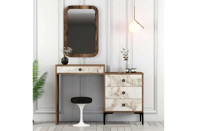 Ameias Møbelsæt til Soveværelse Brun/Hvid - Hanah Home - Møbler - Møbelsæt - Møbelsæt til soveværelse