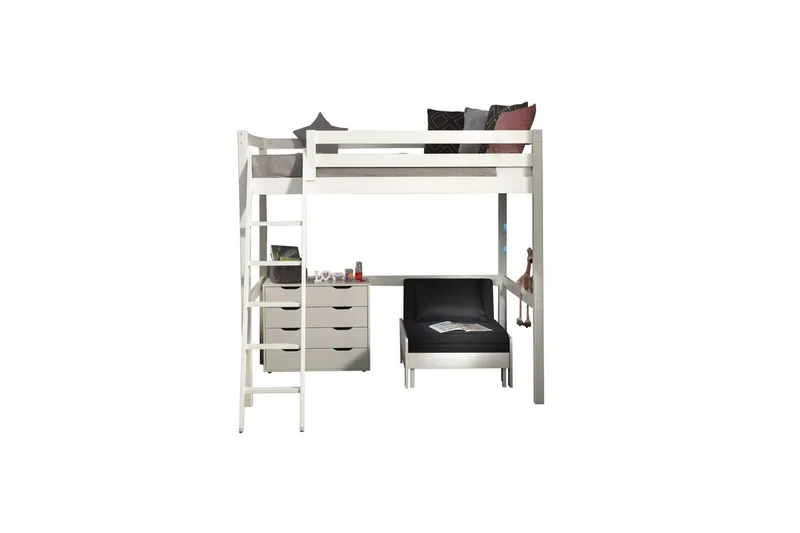 4-dørs kommode og sovesofa Pino Mezzanine 140 x 200 cm, 140 x 200 cm