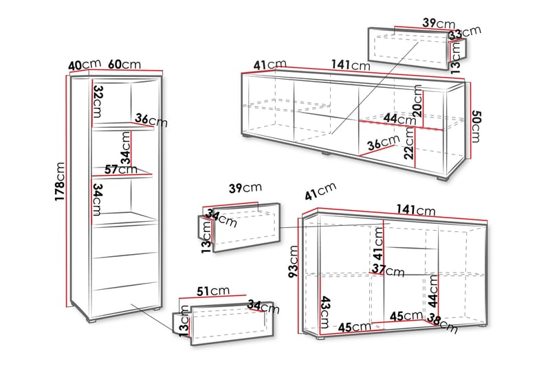 Agawal Møbelsæt Til Stue - Brun - Møbler - Møbelsæt - Møbelsæt til stuen