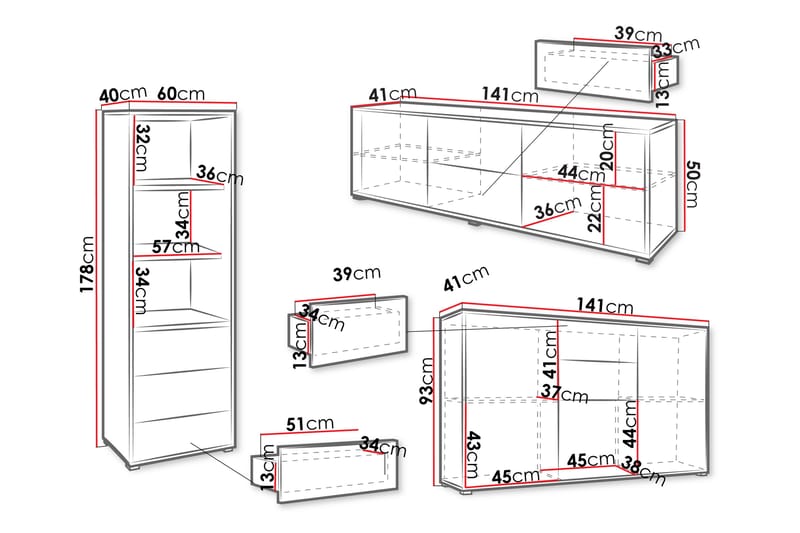 Agawal Møbelsæt Til Stue - Brun - Møbler - Møbelsæt - Møbelsæt til stuen