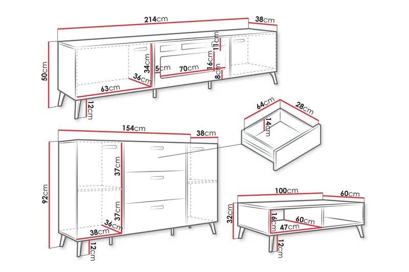 Akihiko Møbelsæt Til Stue - Cashmere - Møbler - Møbelsæt - Møbelsæt til stuen
