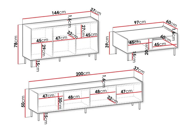 Akihito Møbelsæt Til Stue - Brun - Møbler - Møbelsæt - Møbelsæt til stuen