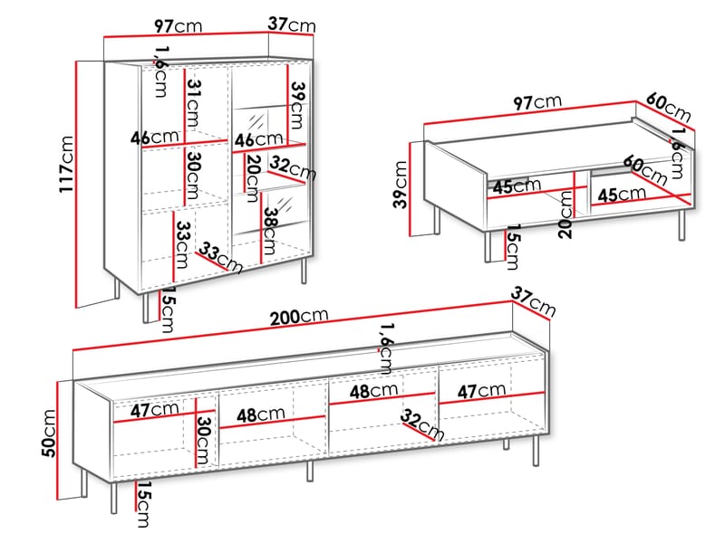 Akihito Møbelsæt til stue - Brun - Møbler - Møbelsæt - Møbelsæt til stuen
