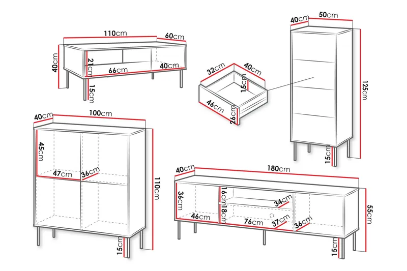 Akiko Møbelsæt Til Stue - Grøn - Møbler - Møbelsæt - Møbelsæt til stuen