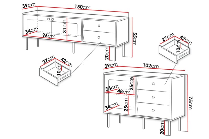 Akilesh Møbelsæt Til Stue - Sort - Møbler - Møbelsæt - Møbelsæt til stuen
