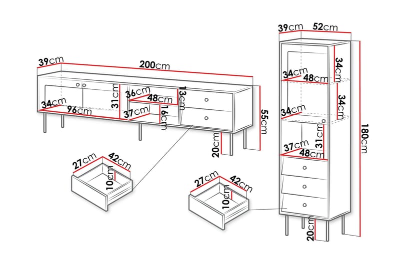 Akilesh Møbelsæt Til Stue - Sort - Møbler - Møbelsæt - Møbelsæt til stuen