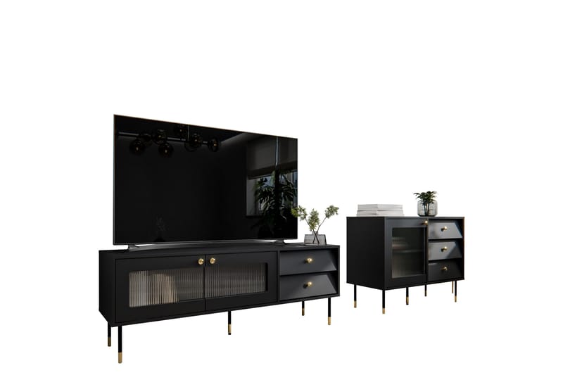 Akilesh Møbelsæt Til Stue - Sort - Møbler - Møbelsæt - Møbelsæt til stuen