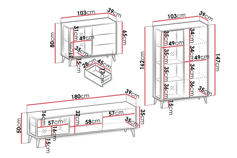 Akinari Møbelsæt Til Stue - Natur / Beige - Møbler - Møbelsæt - Møbelsæt til stuen