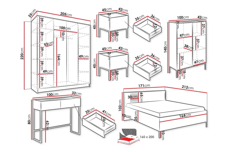 Amelus Møbelsæt til Soveværelse - Cashmere - Møbler - Møbelsæt - Møbelsæt til soveværelse