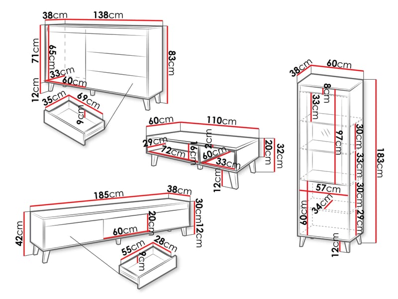Amshyttan Møbelsæt til stue - Brun/Sort - Møbler - Møbelsæt - Møbelsæt til stuen