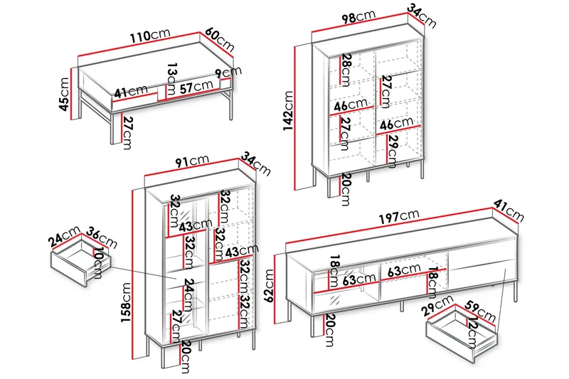 Basici Møbelsæt til Stue - Hvid/Sort - Møbler - Møbelsæt - Møbelsæt til stuen
