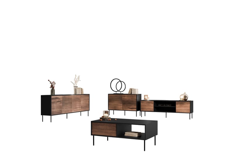 Belonger Møbelsæt til Stue, Sort/Valnød