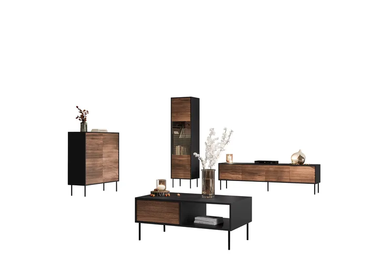 Belonger Møbelsæt til Stue, Sort/Valnød