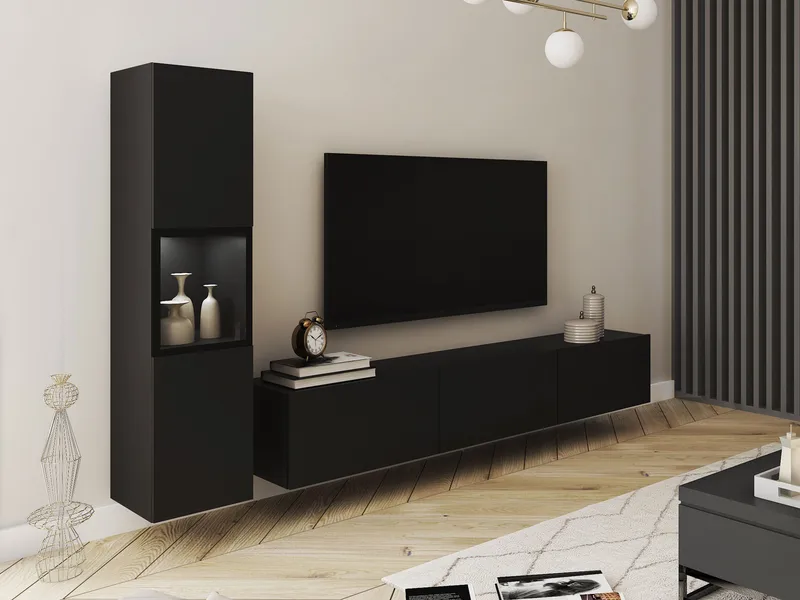 Bergfelde TV-enhed 2 dele med Belysning - Møbler - Møbelsæt - Møbelsæt til stuen